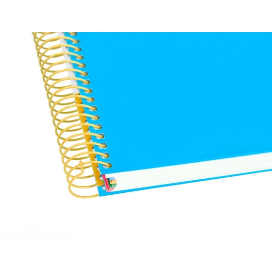 Cuaderno espiral liderpapel a5 micro antartik tapa forrada 120h 100g liso con bandas 6 taladros color azul