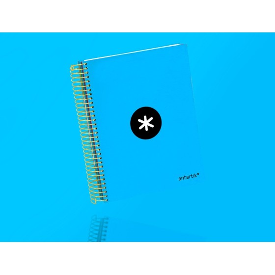 Cuaderno espiral liderpapel a5 micro antartik tapa forrada 120h 100g liso con bandas 6 taladros color azul