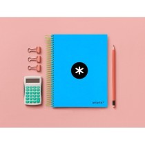 Cuaderno espiral liderpapel a5 micro antartik tapa forrada 120h 100g liso con bandas 6 taladros color azul