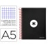 Cuaderno espiral liderpapel a5 micro antartik tapa forrada120h 100 gr cuadro 5mm 5 bandas 6 taladros color negro
