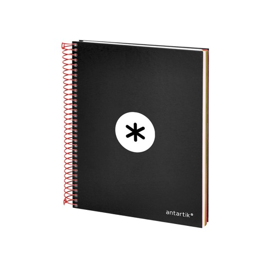 Cuaderno espiral liderpapel a5 micro antartik tapa forrada120h 100 gr cuadro 5mm 5 bandas 6 taladros color negro