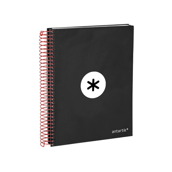 Cuaderno espiral liderpapel a5 micro antartik tapa forrada120h 100 gr cuadro 5mm 5 bandas 6 taladros color negro