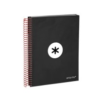 Cuaderno espiral liderpapel a5 micro antartik tapa forrada120h 100 gr cuadro 5mm 5 bandas 6 taladros color negro