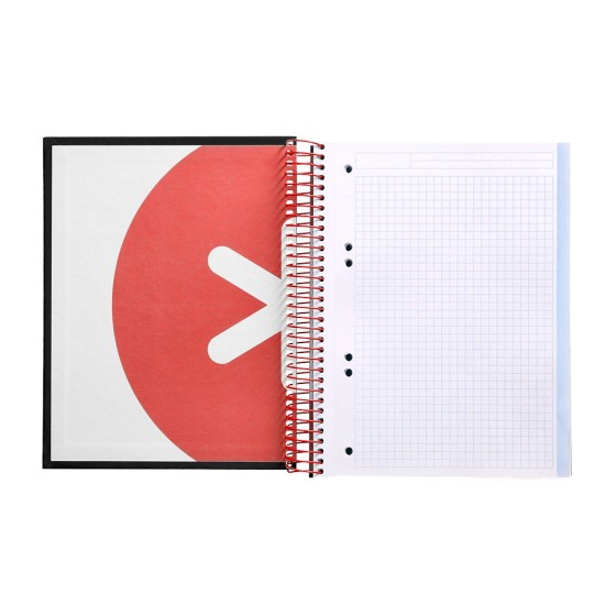 Cuaderno espiral liderpapel a5 micro antartik tapa forrada120h 100 gr cuadro 5mm 5 bandas 6 taladros color negro