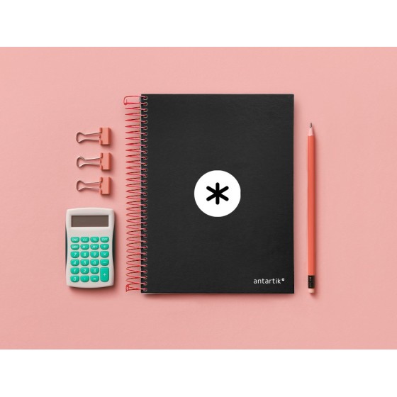 Cuaderno espiral liderpapel a5 micro antartik tapa forrada120h 100 gr cuadro 5mm 5 bandas 6 taladros color negro