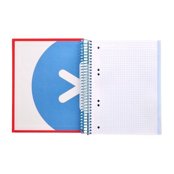 Cuaderno espiral liderpapel a5 micro antartik tapa forrada120h 100 gr cuadro 5mm 5 bandas 6 taladros color rojo
