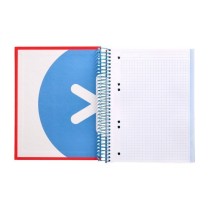 Cuaderno espiral liderpapel a5 micro antartik tapa forrada120h 100 gr cuadro 5mm 5 bandas 6 taladros color rojo