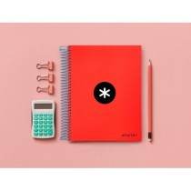 Cuaderno espiral liderpapel a5 micro antartik tapa forrada120h 100 gr cuadro 5mm 5 bandas 6 taladros color rojo