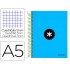 Cuaderno espiral liderpapel a5 micro antartik tapa forrada120h 100 gr cuadro 5mm 5 bandas 6 taladros color azul