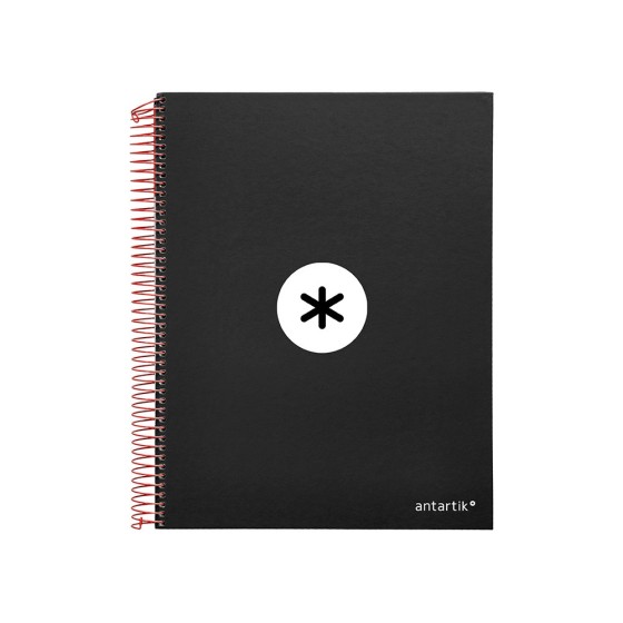 Cuaderno espiral liderpapel a4 micro antartik tapa forrada120h 100 gr cuadro 5mm 5 bandas 4 taladros color negro