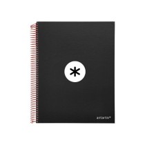 Cuaderno espiral liderpapel a4 micro antartik tapa forrada120h 100 gr cuadro 5mm 5 bandas 4 taladros color negro