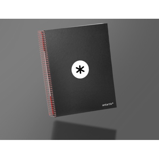 Cuaderno espiral liderpapel a4 micro antartik tapa forrada120h 100 gr cuadro 5mm 5 bandas 4 taladros color negro
