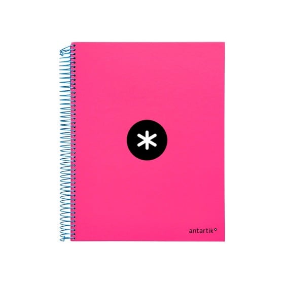 Cuaderno espiral liderpapel a4 micro antartik tapa forrada120h 100 gr cuadro 5mm 5 bandas 4 taladros color rosa