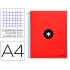 Cuaderno espiral liderpapel a4 micro antartik tapa forrada120h 100 gr cuadro 5mm 5 bandas 4 taladros color rojo