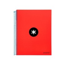 Cuaderno espiral liderpapel a4 micro antartik tapa forrada120h 100 gr cuadro 5mm 5 bandas 4 taladros color rojo