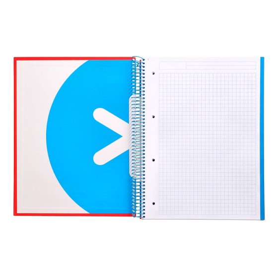 Cuaderno espiral liderpapel a4 micro antartik tapa forrada120h 100 gr cuadro 5mm 5 bandas 4 taladros color rojo