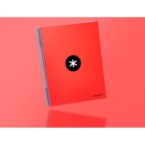Cuaderno espiral liderpapel a4 micro antartik tapa forrada120h 100 gr cuadro 5mm 5 bandas 4 taladros color rojo