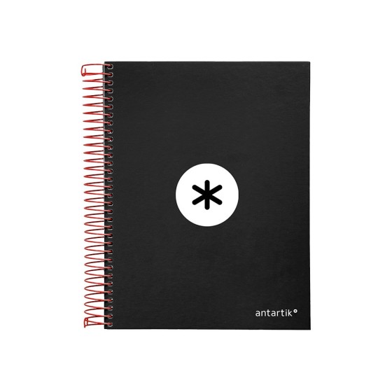 Cuaderno espiral liderpapel a5 micro antartik tapa forrada 120h 100 gr horizontal 5 bandas 6 taladros color negro