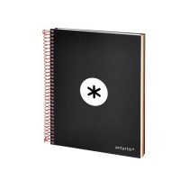 Cuaderno espiral liderpapel a5 micro antartik tapa forrada 120h 100 gr horizontal 5 bandas 6 taladros color negro