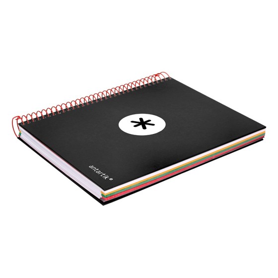 Cuaderno espiral liderpapel a5 micro antartik tapa forrada 120h 100 gr horizontal 5 bandas 6 taladros color negro