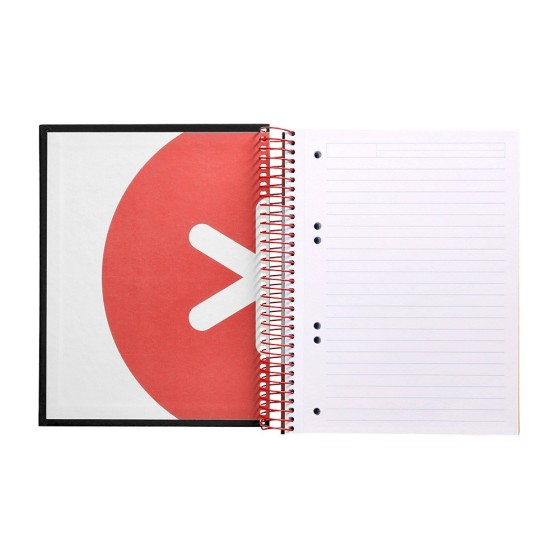 Cuaderno espiral liderpapel a5 micro antartik tapa forrada 120h 100 gr horizontal 5 bandas 6 taladros color negro