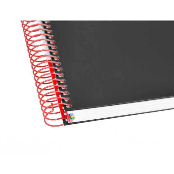 Cuaderno espiral liderpapel a5 micro antartik tapa forrada 120h 100 gr horizontal 5 bandas 6 taladros color negro