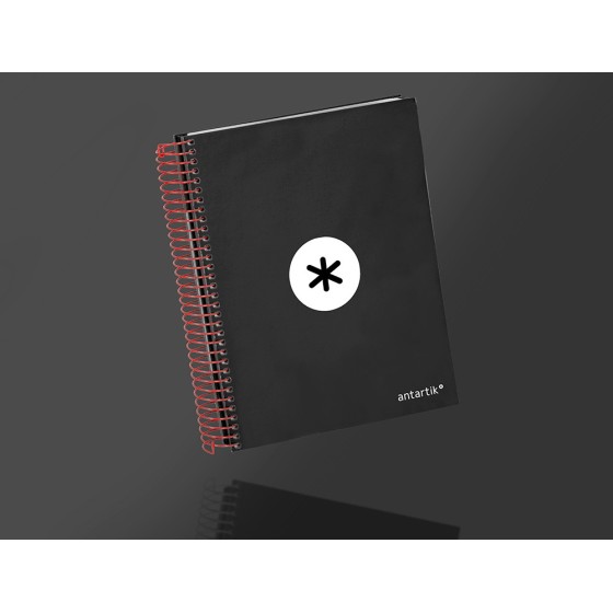 Cuaderno espiral liderpapel a5 micro antartik tapa forrada 120h 100 gr horizontal 5 bandas 6 taladros color negro