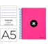 Cuaderno espiral liderpapel a5 micro antartik tapa forrada 120h 100 gr horizontal 5 bandas 6 taladros color rosa