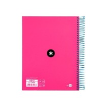 Cuaderno espiral liderpapel a5 micro antartik tapa forrada 120h 100 gr horizontal 5 bandas 6 taladros color rosa