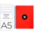 Cuaderno espiral liderpapel a5 micro antartik tapa forrada 120h 100 gr horizontal 5 bandas 6 taladros color rojo.