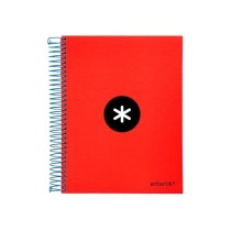 Cuaderno espiral liderpapel a5 micro antartik tapa forrada 120h 100 gr horizontal 5 bandas 6 taladros color rojo.