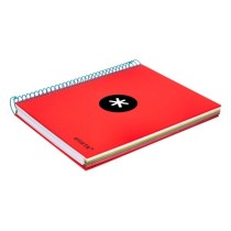 Cuaderno espiral liderpapel a5 micro antartik tapa forrada 120h 100 gr horizontal 5 bandas 6 taladros color rojo.