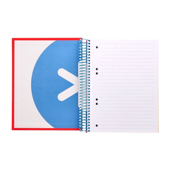 Cuaderno espiral liderpapel a5 micro antartik tapa forrada 120h 100 gr horizontal 5 bandas 6 taladros color rojo.