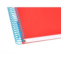 Cuaderno espiral liderpapel a5 micro antartik tapa forrada 120h 100 gr horizontal 5 bandas 6 taladros color rojo.