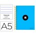 Cuaderno espiral liderpapel a5 micro antartik tapa forrada 120h 100 gr horizontal 5 bandas 6 taladros color azul