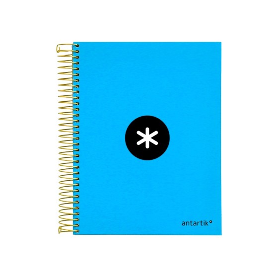 Cuaderno espiral liderpapel a5 micro antartik tapa forrada 120h 100 gr horizontal 5 bandas 6 taladros color azul
