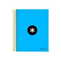Cuaderno espiral liderpapel a5 micro antartik tapa forrada 120h 100 gr horizontal 5 bandas 6 taladros color azul