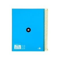 Cuaderno espiral liderpapel a5 micro antartik tapa forrada 120h 100 gr horizontal 5 bandas 6 taladros color azul
