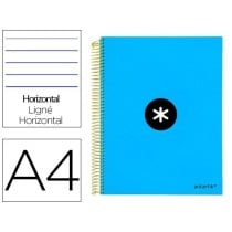 Cuaderno espiral liderpapel a4 micro antartik tapa forrada 120h 100 gr horizontal 5 bandas 4 taladros color azul