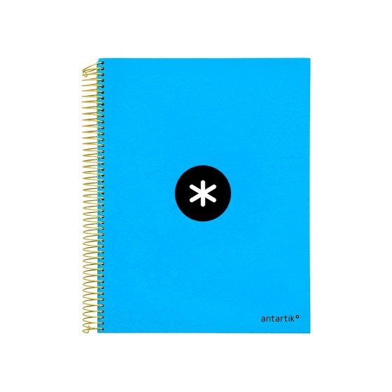 Cuaderno espiral liderpapel a4 micro antartik tapa forrada 120h 100 gr horizontal 5 bandas 4 taladros color azul