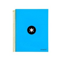 Cuaderno espiral liderpapel a4 micro antartik tapa forrada 120h 100 gr horizontal 5 bandas 4 taladros color azul
