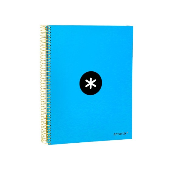 Cuaderno espiral liderpapel a4 micro antartik tapa forrada 120h 100 gr horizontal 5 bandas 4 taladros color azul