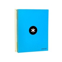 Cuaderno espiral liderpapel a4 micro antartik tapa forrada 120h 100 gr horizontal 5 bandas 4 taladros color azul
