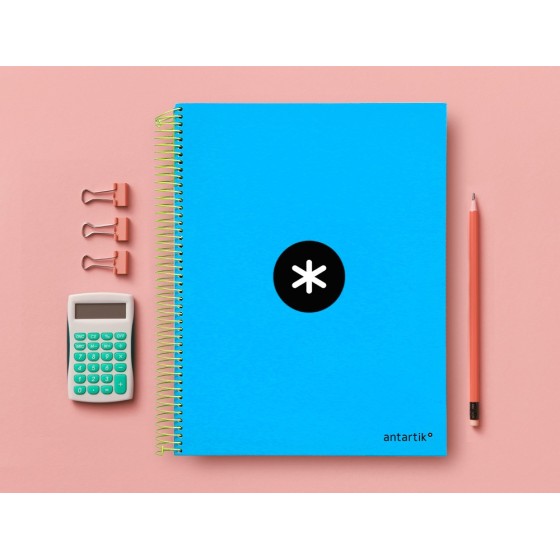 Cuaderno espiral liderpapel a4 micro antartik tapa forrada 120h 100 gr horizontal 5 bandas 4 taladros color azul