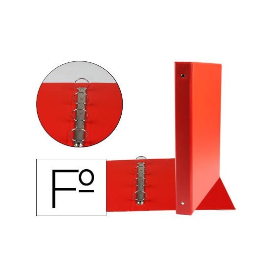Carpeta liderpapel 4 anillas 25 mm redondas plastico folio color rojo