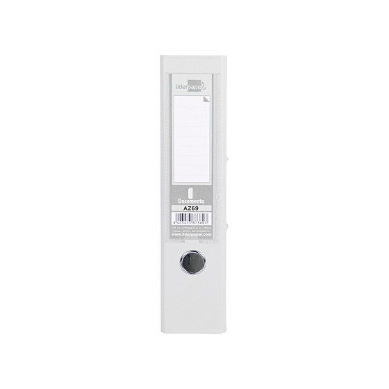 Archivador de palanca liderpapel a4 documenta forrado pvc con rado lomo 75mmblanco compresor metalico
