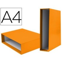 Caja archivador liderpapel de palanca carton din-a4 documenta lomo 75mm color naranja