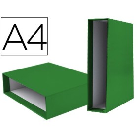 Caja archivador liderpapel de palanca carton din-a4 documenta lomo 75mm color verde