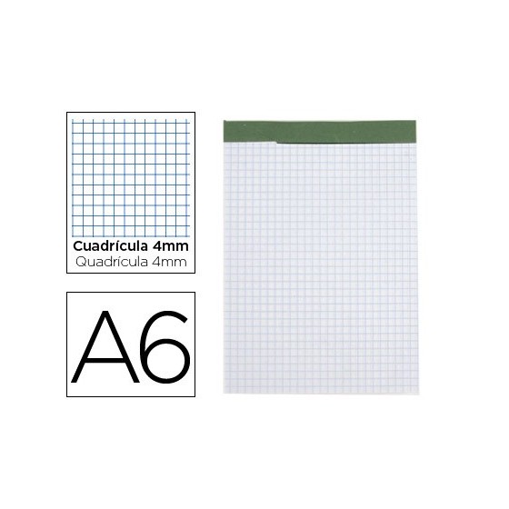 Bloc notas liderpapel cuadro 4 mm a6 80 hojas 60 g/m2 perforado sin tapa