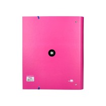 Carpeta con recambio liderpapel antartik a4 cuadro 5 mm forrada 4 anillas 40mm redondas color rosa